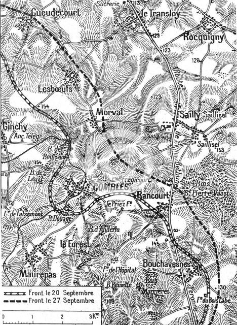 'Terrain de l'operation combinee franco-britannique de part et d'autre de Combles', 1916. Creator: Unknown.