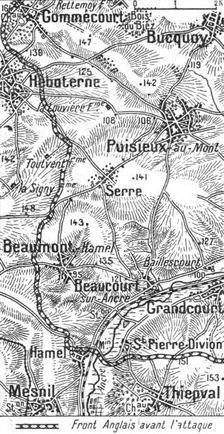 Terrain de l'offensive britannique sur les deux rives de l'Ancre 1916. Creator: Unknown