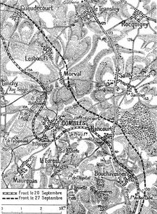 Terrain de l'operation combinee franco-britannique de part et d'autre de Combles 1916. Creator: Unknown
