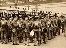 Territorials from Summer Camp - Terriers entraining at Waterloo 1914-1918, (1933). Creator: Unknown