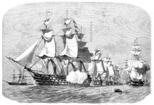 Terrible; Valorous; Royal Albert, 131, Flag of Vice-Admiral Lyons..., 1858. Creator: Unknown