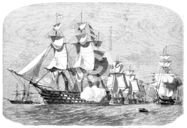 Terrible; Valorous; Royal Albert, 131, Flag of Vice-Admiral Lyons..., 1858. Creator: Unknown.