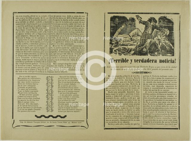 ¡Terrible y verdadera noticia! (Terrible and Real News!), 1910. Creator: José Guadalupe Posada.