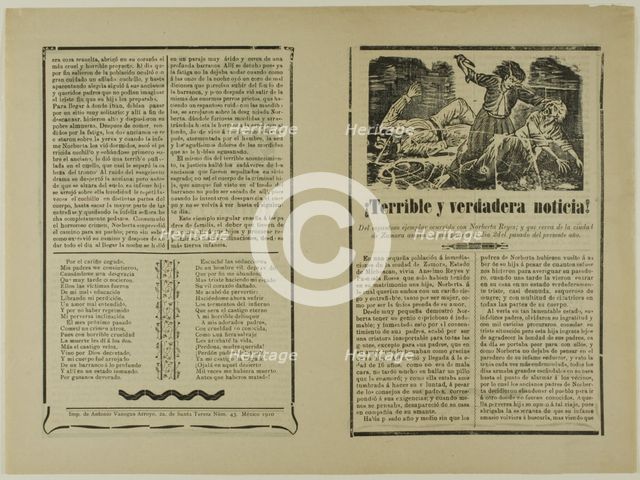 ¡Terrible y verdadera noticia! (Terrible and Real News!), n.d. Creator: José Guadalupe Posada.