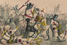 Terrific combat between Richard Coeur de Lion and Saladin, 1850. Creators: John Leech, Gilbert Abbott A Beckett