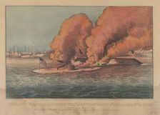 Terrific Combat Between the "Monitor" 2 Guns & "Merrimac" 11 Guns - In Hampton Roads March..., 1862. Creators: Nathaniel Currier, James Merritt Ives, Currier and Ives