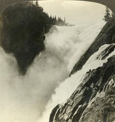 Terrific splendor of the mighty Riukan Falls, where it begins its 800 foot drop, Norway c1905. Creator: Unknown