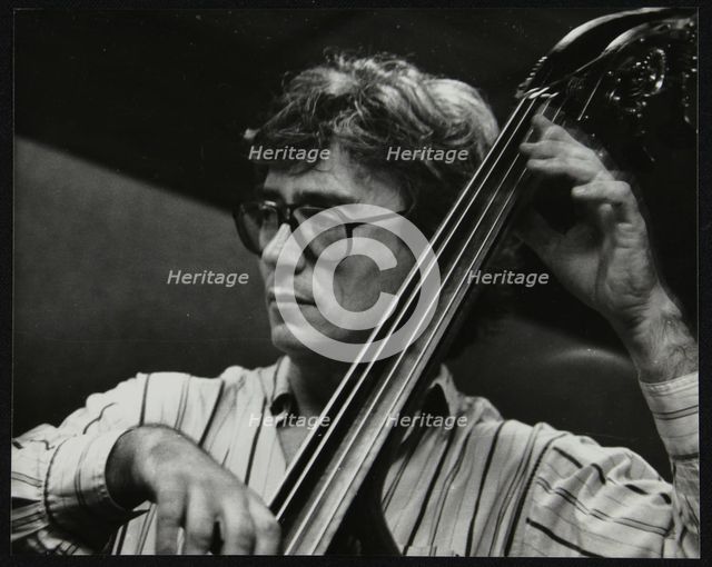 Terry Davies playing double bass at The Fairway, Welwyn Garden City, Hertfordshire, 16 June 1991. Artist: Denis Williams