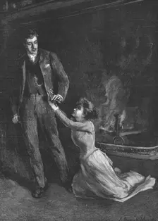 "Tess of the D'Urbervilles", By Thomas Hardy; "She slid down upon her knees beside his foot...,1891 Creator: Hubert von Herkomer