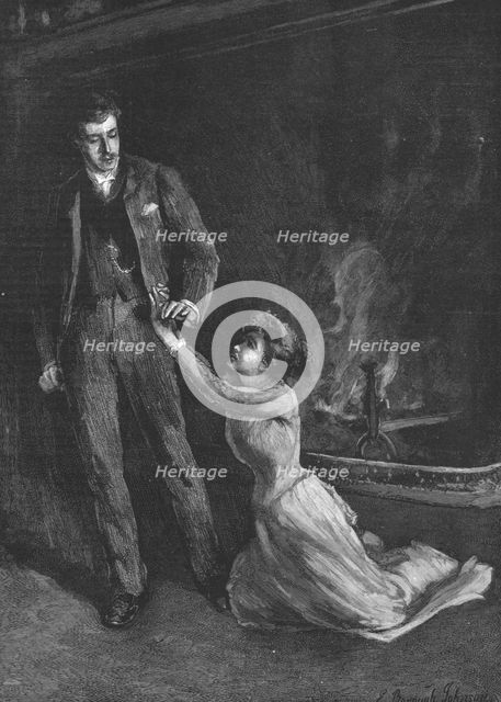 '"Tess of the D'Urbervilles", By Thomas Hardy; "She slid down upon her knees beside his foot...,1891 Creator: Hubert von Herkomer.