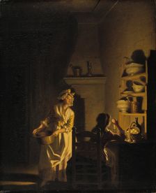 Testing Eggs. Interior of a Kitchen