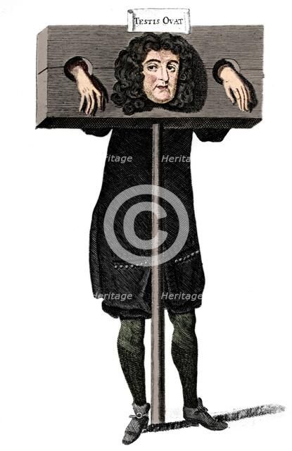 'Testis Ovat', Titus Oates in the pillory, 17th century (c1905). Artist: Unknown.