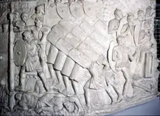 Testudo formation, detail of cast from Trajan's Column, (1st century), c20th century