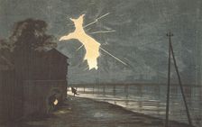 Thunder and Lightning at Umaya Bridge, c1879. Creator: Kobayashi Kiyochika