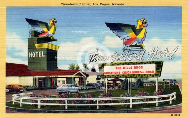 'Thunderbird Hotel, Las Vegas, Nevada', postcard, 1950. Artist: Unknown