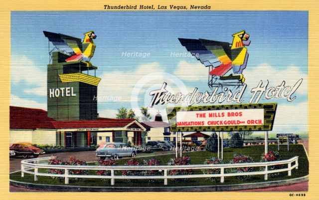 'Thunderbird Hotel, Las Vegas, Nevada', postcard, 1950. Artist: Unknown