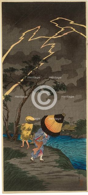 Thunderstorm at Tateishi, 1924-1926. Creator: Takahashi (Shotei), Hiroaki (1871-1945).