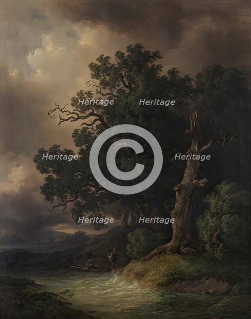 Thunderstorm landscape, 1856. Creator: Josef Kriehuber.