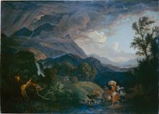 Thunderstrom over Monte Scalambra near Olevano in the Sabine Mountains, 1830. Creator: Ludwig Richter