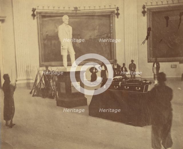 [Thaddeus Stevens Lying in State in the Rotunda of the Capitol at Washington], 1867. Creator: Alexander Gardner.