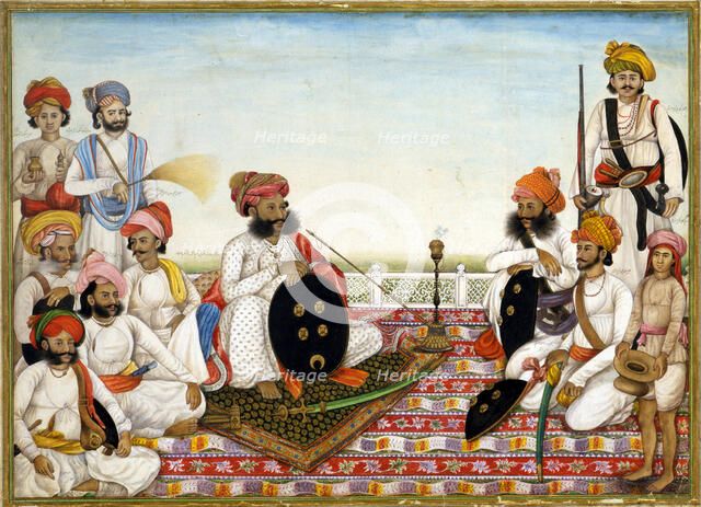 Thakur Dawlat Singh Among Courtiers, ca 1825. Artist: Ghulam Ali Khan (active 1817-1855)