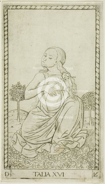 Thalia, plate sixteen from Apollo and the Muses, c.1465. Creator: Unknown.