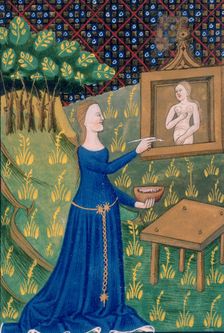 Thamar (Timarete) painting her picture of Diana, c1400-c1425. Creator: Unknown