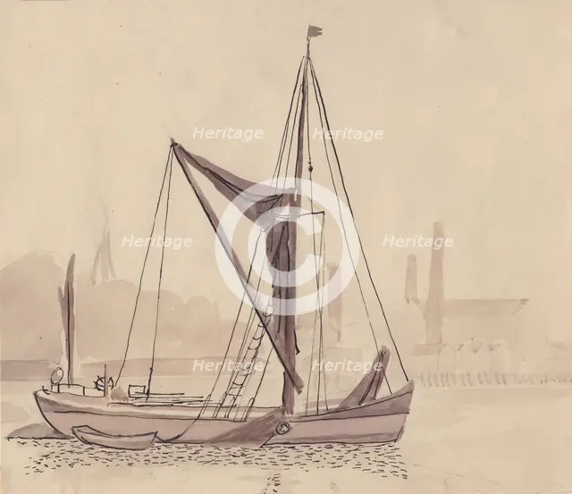 Thames barge, 1951. Creator: Shirley Markham.
