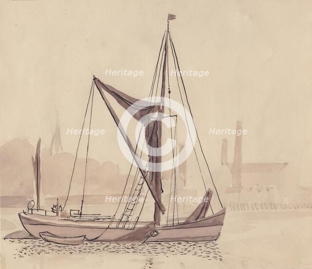 Thames barge, 1951. Creator: Shirley Markham.