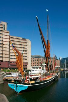 Thames barge in St Katherine's Dock, London. Creator: Peter Thompson