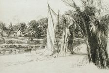 Thames Ditton - With a Sail, 1864. Creator: Francis Seymour Haden