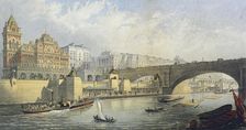 Thames Embankment - Steam Boat Landing Pier at Waterloo London, 1864. Artist: RM Bryson