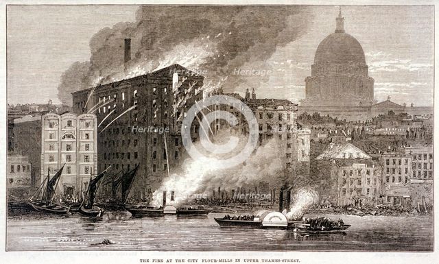 Thames Street Fire, London, 1872. Artist: Anon