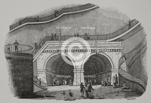 Thames Tunnel  Wapping entrance, London, 1856.  Creator: Cabanach.