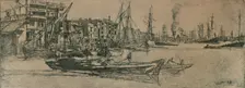 Thames Warehouses 1859, (1904). Artist: James Abbott McNeill Whistler