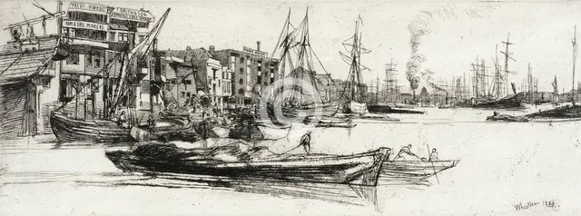 Thames Warehouses, 1859. Creator: James Abbott McNeill Whistler.