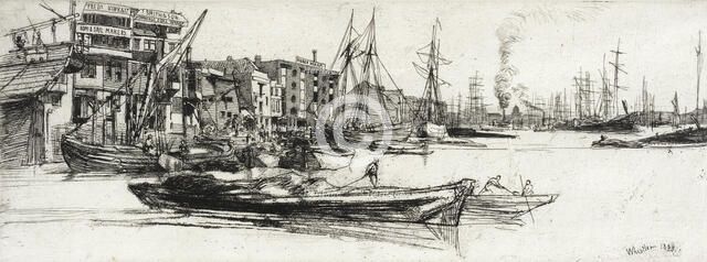 Thames Warehouses, 1859. Creator: James Abbott McNeill Whistler.