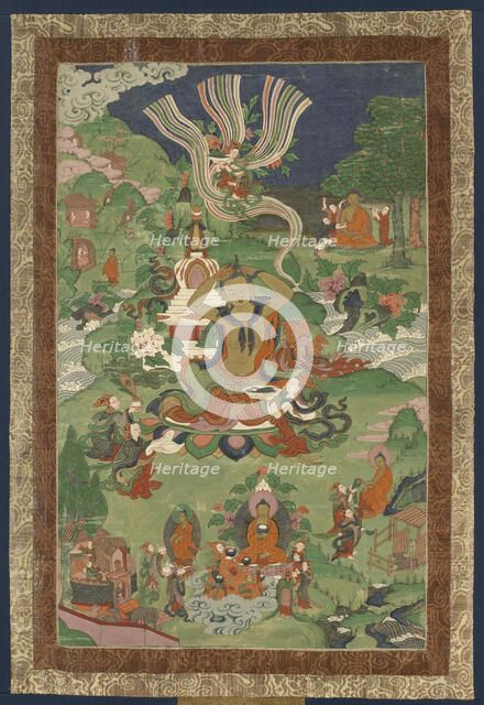 Thangka with Scenes from the Life of the Buddha, Second Half of the 19th cen.. Creator: Tibetan culture.