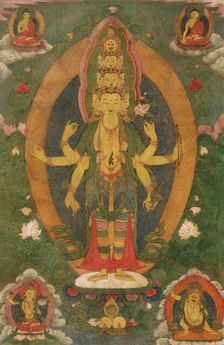 Thangka of the eleven-headed Avalokiteshvara, 19th century. Creator: Tibetan culture
