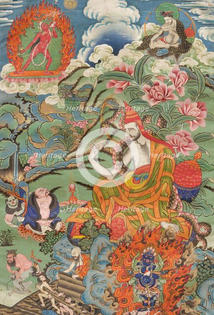 Thangka of Abhayakaragupta, 19th century. Creator: Tibetan culture.