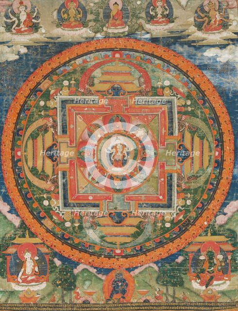 Thangka of Amoghapasa, 18th century. Creator: Tibetan culture.
