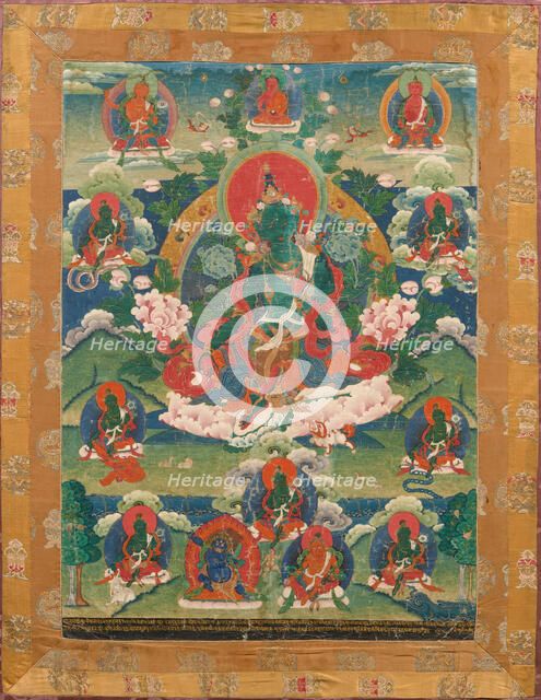 Thangka of Green Tara, Savior from the Eight Dangers, 18th century. Creator: Tibetan culture.
