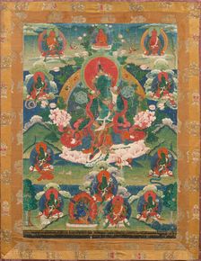 Thangka of Green Tara, Savior from the Eight Dangers, 18th century. Creator: Tibetan culture