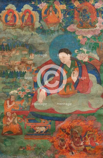 Thangka of Guru Dromtönpa, 18th century. Creator: Tibetan culture.