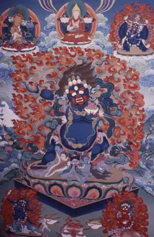 Thangka painting project for Tibetan refugees, Dharamsala, India, 1988. Creator: Amanda Waite
