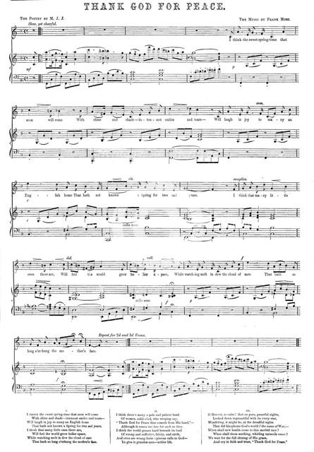 "Thank God for Peace" (sheet music), 1856.  Creator: Unknown.