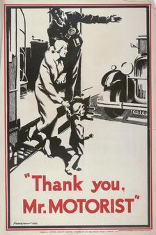 Thank You Mr Motorist London County Council (LCC) Tramways poster, 1932. Artist: JS Anderson