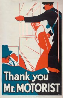 Thank You Mr Motorist London County Council (LCC) Tramways poster, 1933. Artist: JS Anderson