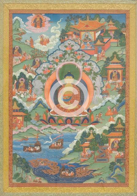 Thanka with Buddha, 19th century. Creator: Unknown.
