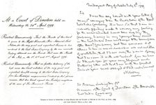 Thanks of Court of Directors to Lord Nelson for his Victory at Mouth of the Nile, 1799, 1890 Creator: Unknown